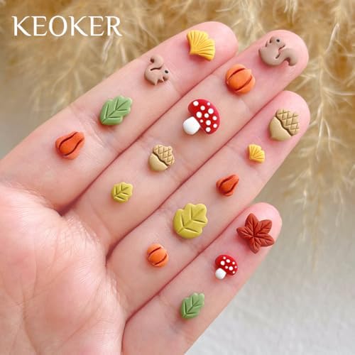 Keoker Mini Polymer Clay Cutters Fall, 10 Shapes Fall Clay Cutters for Polymer Clay Jewelry 3 Sizes(Micro. Mini, Small), Decoration to Make Autumn Earrings