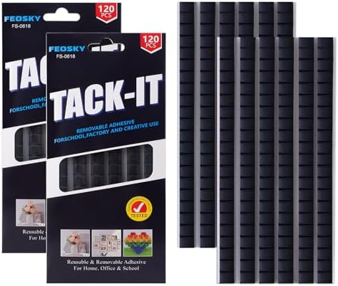 Feosky Adhesive Poster Sticky Tack Putty, Reusable and Removable Adhesive Putty, Mounting Putty for displaying Wall Paintings, Picture, Decoration, Crafts (Black, Pack of 2)
