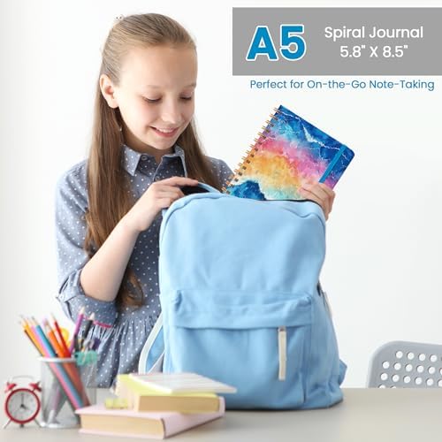 Lined Spiral Journal Notebook, A5 College Ruled Notebook for Note-Taking