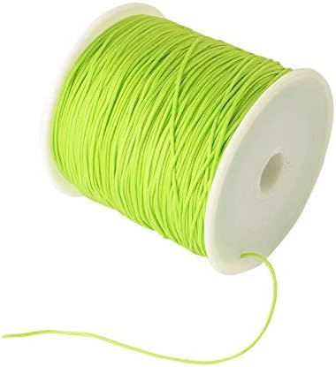 100 Yards 0.8mm Braided Nylon Crafting Thread Chinese Knotting Beading String Macrame Cord Rope for Necklace Bracelet Jewelry Craft Making, GreenYellow