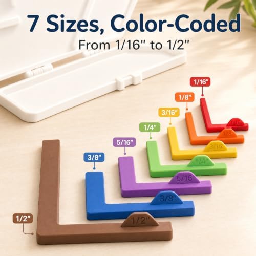 Paper Crafting Alignment Guide Set (7Pcs), Color-Coded No-Measure Scrapbooking Tools for Perfect Card Making, Borders, Layering & Precise Layout Spacing with Storage Case 1/16 to 1/2 Inch Increments