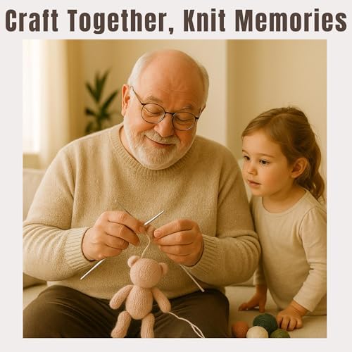 Yarnique Wool Bear Knitting Kit – Real Wool Amigurumi Kit for Adults with Video Tutorials | DIY amigurumi Crochet & Knitting Kit with Tools | Holiday Gift Craft Set (White Sweater)