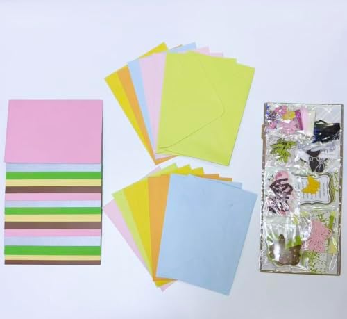 Huralona Handmade DIY Greeting Card Kits Includes 15 Blank Cards 15 Colorful Envelopes with Decoration Accessories for Craft Birthday Thanksgiving Christmas Wedding Invitation Card (Pink 018)