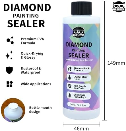 Breliter Diamond Art Sealer, Clear Art Glue Sealer for Diamond Painting, Puzzle, Permanent Hold, Shine Effect Conserver Glossy Finish