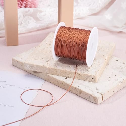 Nylon String for Bracelets, 0.6mm Nylon Cord Nylon Beading Thread 43 Yards Friendship Bracelet String Chinese Knotting Cord for Kumihimo Necklaces Tassels Jewelry Crafts (Chocolate)