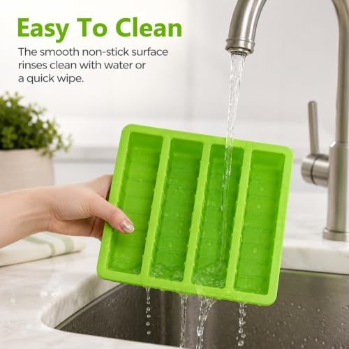 2Pcs Silicone Butter Mold with Lid, Non-Stick Silicone Butter Mold Tray with Scale Marking for Homemade Butter, Standard Size Mold for Soap Bar, Energy Bar, Cake, Chocolate (Green)