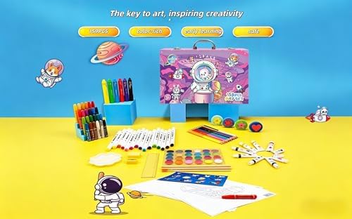 AmazeCat Art Supplies,159-Piece Deluxe Art Set,Drawing &Painting Kits for Kids,Gift Box for Adults Artists Kids Teens Girls Boys 4-12 (Pink)