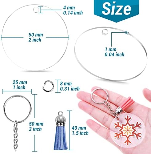 350Pcs Acrylic Keychain Blanks Clear Acrylic Round Ornament Blank for Vinyl