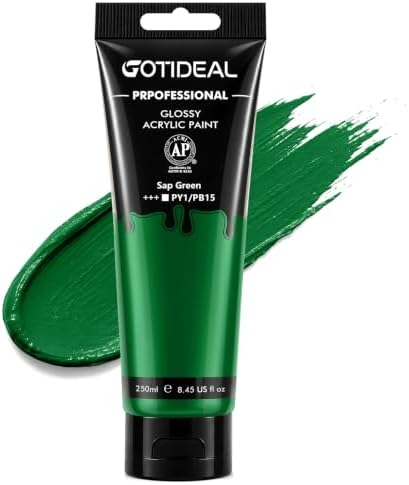 GOTIDEAL Green Acrylic Paint, Sap Green Paint (250ml / 8.45oz) Tube