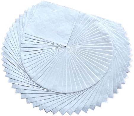 Natural Fiber Mulberry Paper Sheets 6 x 6 Inches, 50 PCS Handmade Craft Paper for Origami, Scrapbooking, Card Making, DIY Decoration, Mixed Media Art (White Color, 6x6 Inch)