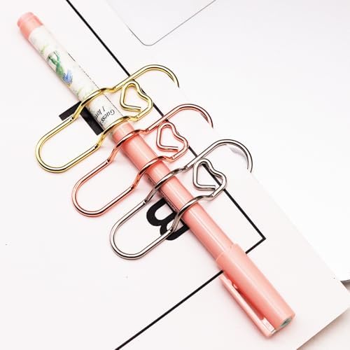 12 Pcs Cute Pen Holder Clips for Notebook, Paperclip Pen Holder