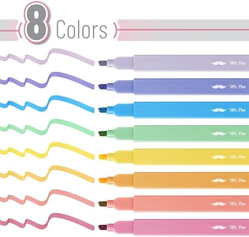 Mr. Pen- Aesthetic Highlighters No Bleed, 8 Pack, Assorted Colors | Chisel Tip, Cute Highlighters Assorted Colors for Journaling, Highlighting, Underlining, Fast Dry, Back to School Supplies