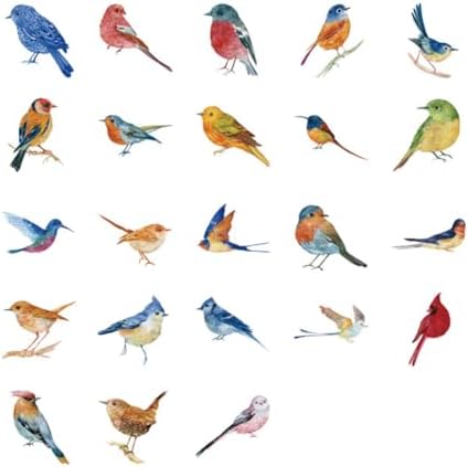 Bird Stickers, Obujopal 46PCS Small Fly Bird Stickers for Junk Journal Scrapbooking Bullet Journal Kids DIY Planners Collage Diary Album Laptop Phone Cases and Art Crafts, 23 Patterns