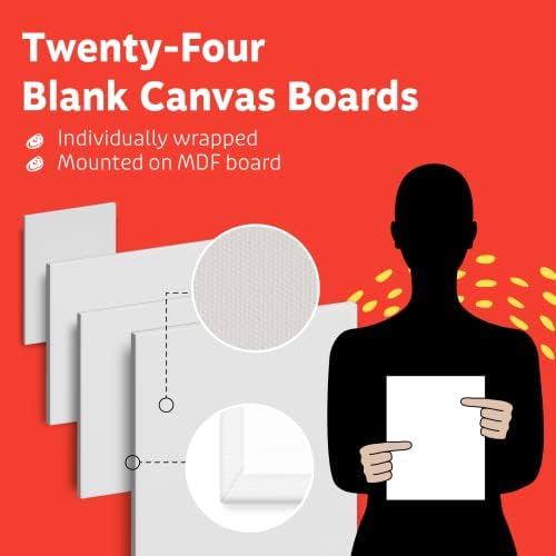 Artlicious Canvases for Painting - Pack of 24, 8 x 10 Inch Blank White Canvas Boards - 100% Cotton Art Panels for Oil, Acrylic & Watercolor Paint