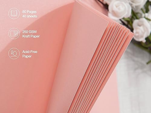 potricher 10 x 10 Inch DIY Scrapbook Photo Album 80 Pages, Pink | Thick Kraft Paper Scrap Book Photo Albums, Memory Book for Wedding, Anniversary, Baby, Family, Travel, DIY Projects