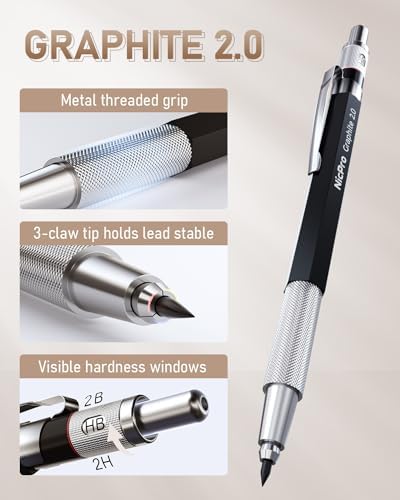 Nicpro 30PCS Art Mechanical Pencil Set in Leather Case