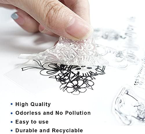 Merry Christmas Greeting Words Clear Stamps for Card Making and Photo Album Decorations, Christmas Elk Tree Silicone Stamps Winter Snowflake Transparent Rubber Stamps Seal for Xmas DIY Scrapbooking Supplies