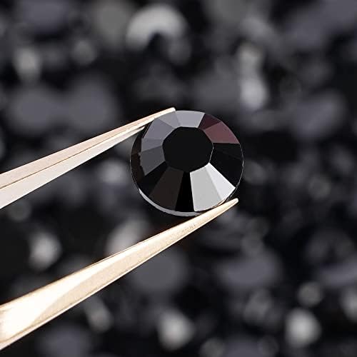 Canvalite 25000PCS Resin Jelly Rhinestones for Crafting, Black Flatback Gems, Bedazzling Crystal with 5x2.5g B7000 Jewelry Glue and Tweezers Dotting Pen for DIY Crafts Clothing Shoes Nail Art