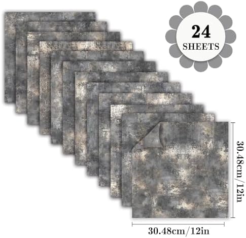 24 Sheets Balck Scrapbook Paper 12x12 Inch 160gsm