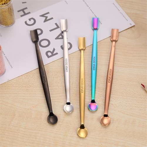 Briartw 5 Colors 304 Stainless Steel Craft Spoons Set for DIY Scrapbooking Glitter Embossing Powders Sequins and Other Small Embellishment Craft Cardmaking High Lighten