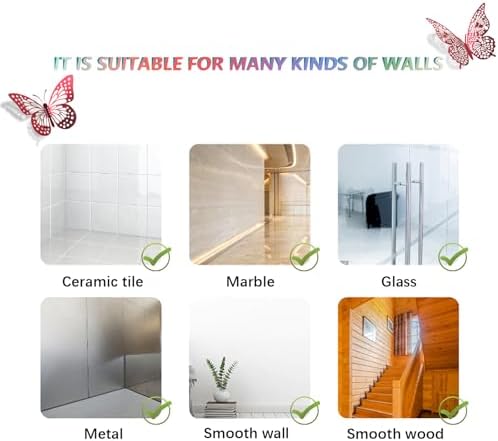 SAOROPEB 3D Butterfly Wall Decor 48 Pcs Blood Red Butterfly Decorations | 4 Styles 3 Sizes, Butterfly Birthday Decorations Butterfly Party Decorations Cake Decorations, Removable Stickers