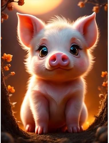 Lophomie Diamond Art Kits for Adults, 5D Pig Diamond Painting Kits 12x16 in