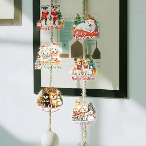 56 Pcs Cute Christmas Dog Stickers, Clear Waterproof Scrapbook Stickers with Santa Hat & Gifts, Adorable Puppy Holiday Decorative Decals for Journals, Crafts Cards Making
