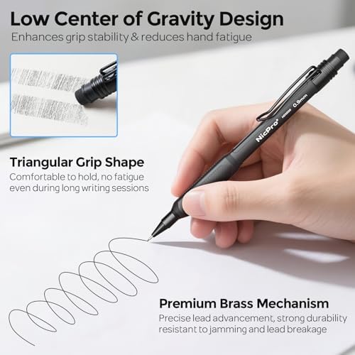Nicpro Art Mechanical Pencil 0.9mm with Case, 3PCS Mechanical Pencils 0.9