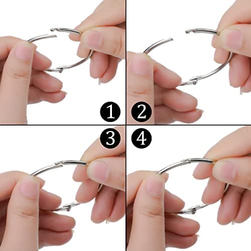 Floss Organizer Bags with 2 Inch Loose Leaf Binder Ring Clips for Index Cards, Embroidery Floss Storage Book Metal Rings for Thread Flash Cards(200 Pcs)