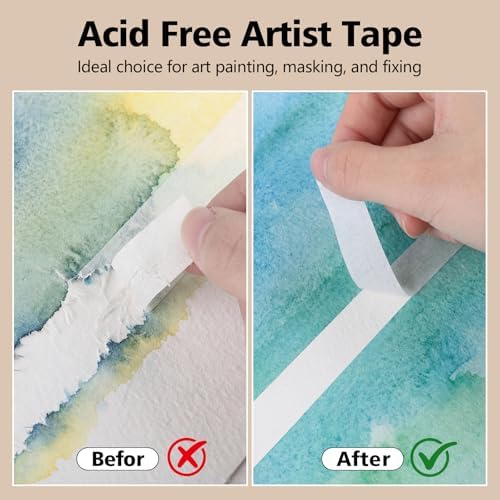 3 Rolls Artist Tape 0.62IN × 492 FT Total Watercolor Tape, Acid Free Artist Tape for Watercolor Paper Painting Masking Framing