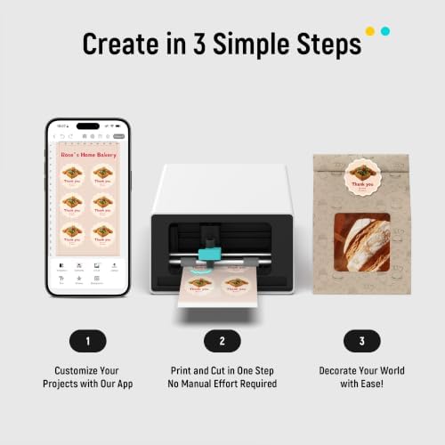 Liene PixCut S1 Inspire Kit - All-in-One Color Sticker Printer & Cutting Machine, Thermal Dye-Sublimation Photo Printer, 300 DPI, Color Label Maker with 180 Sheets (36 Photo + 144 Sticker Paper)
