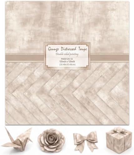 24 Sheets Beige Scrapbook Paper 12x12 Inch 160gsm