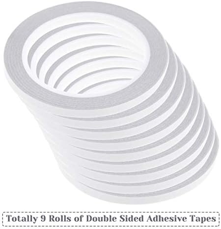 cridoz Double Sided Adhesive Tape, 9 Rolls Double-Side Craft Tape for Card Making, Scrapbooking, DIY Crafts and Office School Stationery Supplies (1/4 Inch, 25 Yards Per Rool) (Pack of 2)