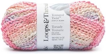 Loops & Threads Textured Twist Yarn - Yarn for Knitting, Crochet, Weaving, and Arts & Crafts - Multi, Acrylic Blend, 6 oz