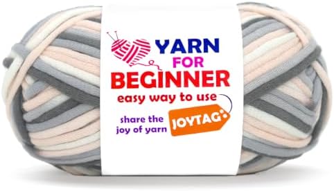 50g Rainbow Beginner Crochet Yarn for Crocheting and Knitting Multicolor Cotton Crochet Yarn for Beginners with Easy-to-See Stitches Cotton-Nylon Blend Easy Yarn for Beginners(Pink White Grey)