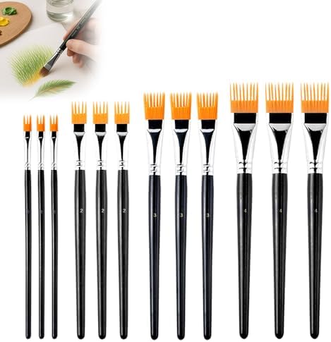 12PCS Art Grainer Brush Comb Set, Professional Artist Acrylic Paint Brush Comb Set, Small Nylon Bristles Painting Brushes for Acrylic, Oil and Watercolor, Ideal for Artists Face Painting(12 PCS)