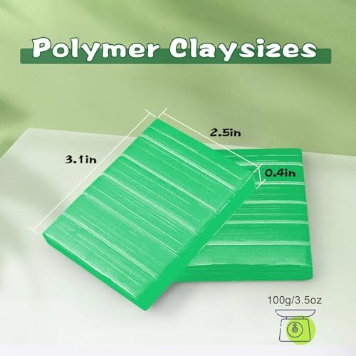 ifergoo 100g Light Green Polymer Clay, 3.5oz Oven Bake DIY Modeling Clay