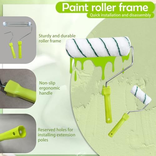 Paint Roller Kit with Extension Pole, 28 PCS Set, 2-4 Ft Pole, 4"9" Paint Rollers,Paint Roller Cleaner,Paint Brushes Set for Professional Painting,House Paint Roller for Latex and Oil Paints & Stains