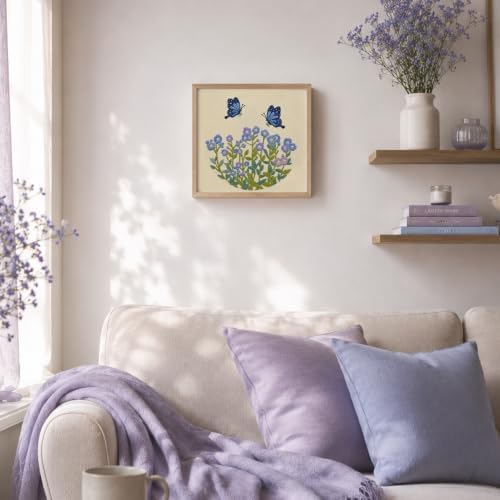 ElasignShopo Flower Embroidery Kit for Beginners Adults, Easy Cross Stitch Kit Forget Me Not Floral Pattern Embroidery Starter Kits Spring Summer with Wooden Hoop Needles Threads and Instruction