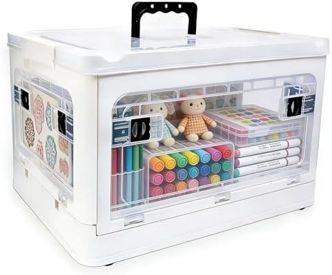 24QT Craft Storage Box with Removable Trays - Art Supply Organizer & Marker Organizer, Multi-Purpose Storage Bins with Lids for Playroom Storage, Board Game Storage & Craft Organizers and Storage