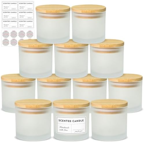SUPMIND 4oz Frosted Candle Jars Bulk 12pcs, Glass Jars for Candle Making