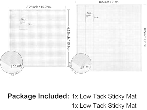 2PCSLow Tack Sticky Mat with Grid for Stamping Stenciling Ink Blending Clear Photopolymer Craft Low Tacky Mat Stamp Mat and fixed Stamp Blending DIY Projects Paper Card Scrapbooking ink blending fixed