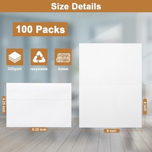 Silunkia 100 Packs Blank White Note Cards and Envelopes 4 x 6