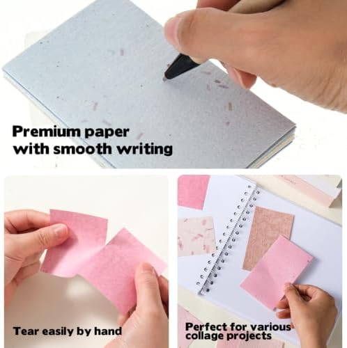 300 Sheets Scrapbook Paper Kit, 6 Color Assorted Textured Handmade Craft Special Papers, DIY Craft Accessories for Junk Journal Bullet Journal Card Making Scrapbooking and Creative Decoration