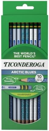 Ticonderoga Wood-Cased Pencils Pre-Sharpened, Arctic Blues, 10 Count