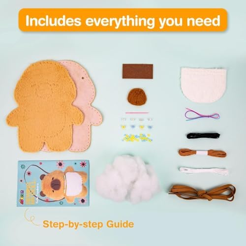 Avenir My First Sewing Kit Ages 6-8, Capybara Stuffed Animal Craft Set