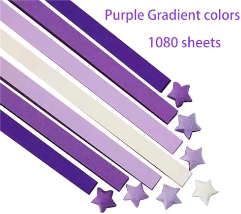 1080 Sheets Origami Star Paper 4 Purple colors Strips Double Sided Lucky Star Decoration Folding Paper for DIY Hand Art Crafts Teaching Supplies (Purple-1080 sheets)