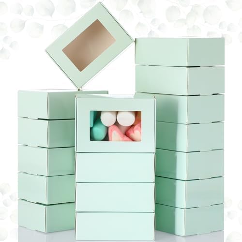 Zonon 30 Pcs Mini Kraft Soap Boxes with Window Homemade,Light Green