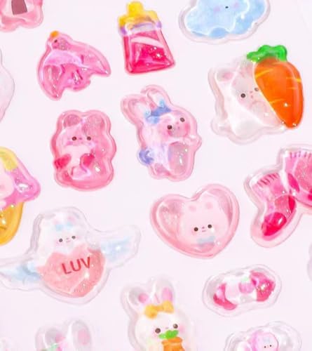 3D Puffy Stickers, Kawaii Resin Decorative Stickers for Phone Case, Notebook, Scrapbooking (Cute Animal)