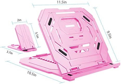 Drawing Tablet Stand, Laptop Foldable Stand for Tablet Display, 9 Levels Adjustable Angles with a Built-in Phone Holder, for 12-17 inch Drawing Tablet, Smartphones